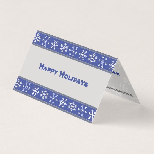 Blauw en wit Snowflake gevouwen Kaart #HolidayZ (Voorkant)
