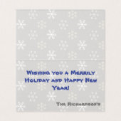 Blauw en wit Snowflake gevouwen Kaart #HolidayZ (Binnenkant ongevouwen)