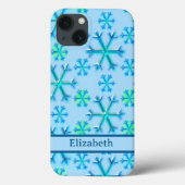 Blauw en wit Snowflake Hexagon Patroonnaam Case-Mate iPhone Case (Achterkant)