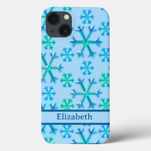 Blauw en wit Snowflake Hexagon Patroonnaam Case-Mate iPhone Case (Achterkant)