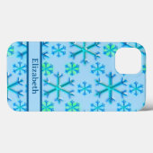 Blauw en wit Snowflake Hexagon Patroonnaam Case-Mate iPhone Case (Achterkant (horizontaal))