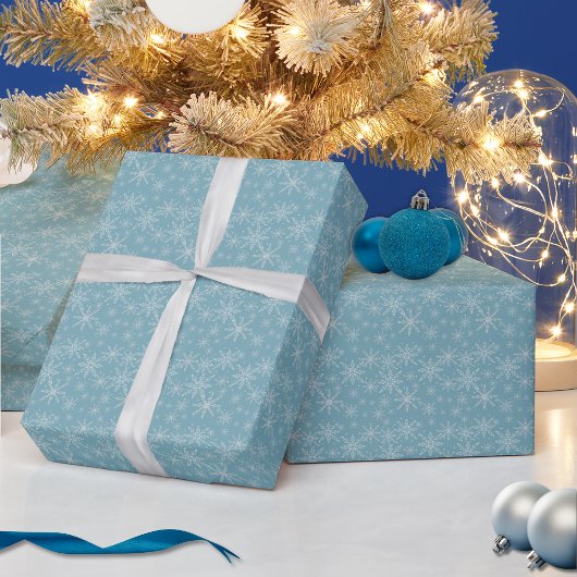 Blauw en Wit Snowflake Holiday Wrapping Paper Cadeaupapier