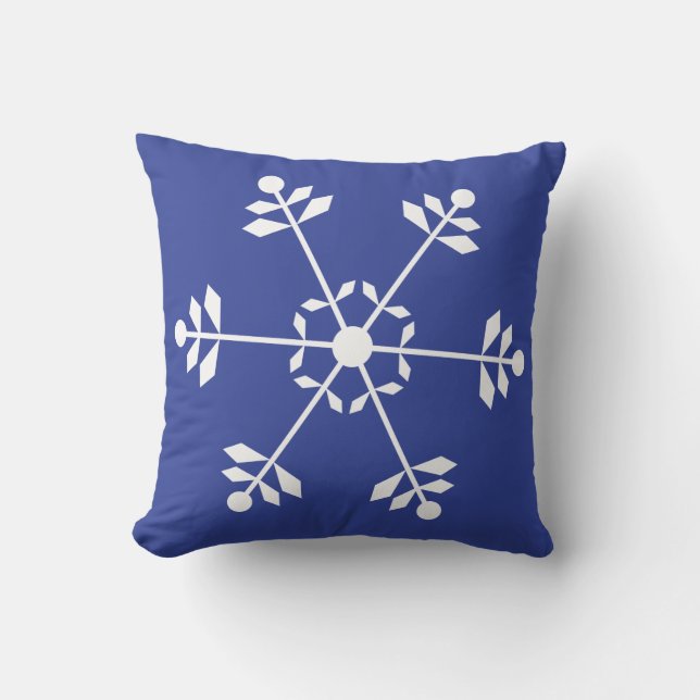 Blauw en wit Snowflake Pillow #HolidayZ Kussen (Voorkant)