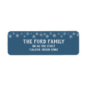 Blauw en Wit Snowflake Retour Adreslabels Etiket (Voorkant)