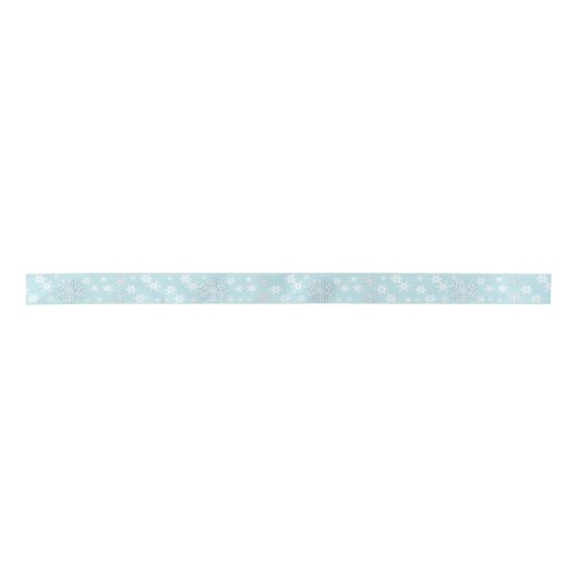 Blauw en wit Snowflakes Holiday Ribbon Satijnen Lint (Voorkant)