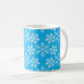 Blauw en wit Snowflakes Pattern Kerstmis Koffiemok (Voorkant rechts)
