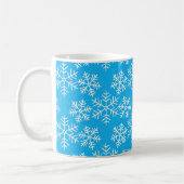 Blauw en wit Snowflakes Pattern Kerstmis Koffiemok (Links)