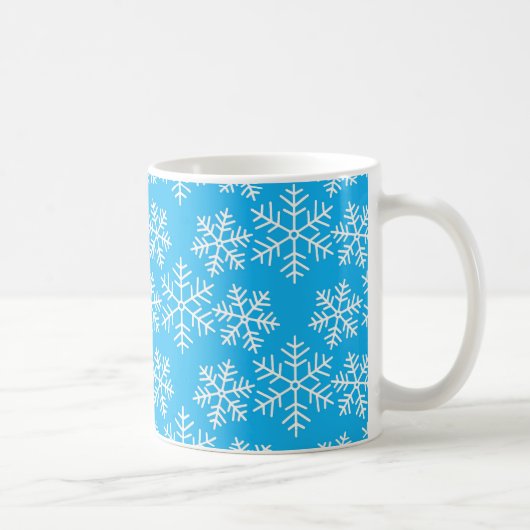 Blauw en wit Snowflakes Pattern Kerstmis Koffiemok (Rechts)
