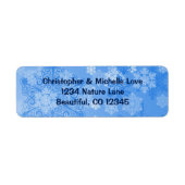 blauw en wit Snowflakes Winteradres Etiket (Voorkant)