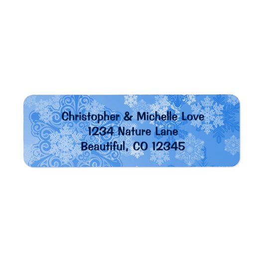 blauw en wit Snowflakes Winteradres Etiket (Voorkant)