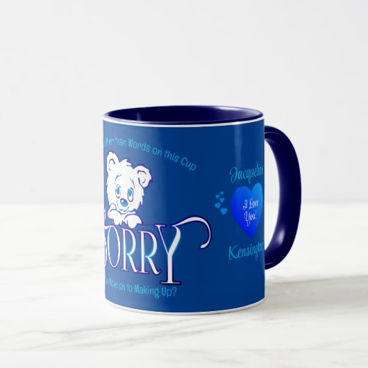 Blauw en Wit SORRY Mok (Voorkant rechts)