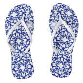 Blauw en wit Spaans mediterraan patroon Teenslippers (Voetbed)