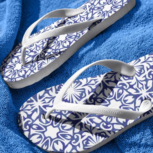 Blauw en wit Spaans mediterraan patroon Teenslippers