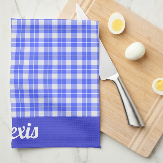 Blauw en wit speldenblauw theedoek (Quarter Fold)