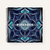 Blauw en wit Spirograph Design Notitieboek (Voorkant)
