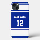 Blauw en Wit Sport Streep  Case-Mate iPhone Case (Achterkant)