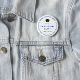 Blauw en Wit Sportief Afstudeerfeest Ronde Button 5,7 Cm