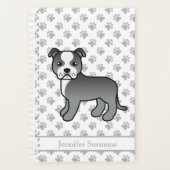 Blauw en wit Staffie Cute Cartoon Dog & Text Planner (Voorkant)