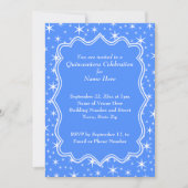 Blauw en wit Star Pattern Quinceanera Kaart (Voorkant)