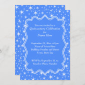 Blauw en wit Star Pattern Quinceanera Kaart (Voorkant / Achterkant)
