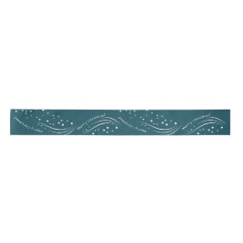 Blauw en wit Stary Merry Cristmas Satin Ribbon Satijnen Lint