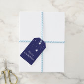 Blauw en Wit Ster Kerstster Vakantie Cadeaulabel (Met Touw)
