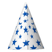 Blauw en wit sterpatroon feesthoedjes (Achterkant)