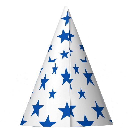Blauw en wit sterpatroon feesthoedjes (Achterkant)