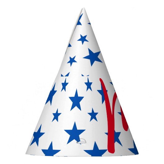 Blauw en wit sterpatroon feesthoedjes (Links)