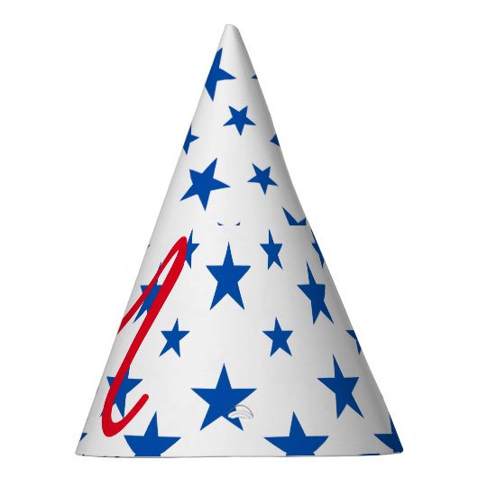 Blauw en wit sterpatroon feesthoedjes (Rechts)