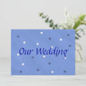 Blauw en Wit Sterren Aangepaste Huwelijksuitnodigi Kaart (Staand voorkant)
