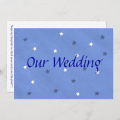 Blauw en Wit Sterren Aangepaste Huwelijksuitnodigi Kaart (Voorkant / Achterkant)