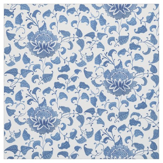 Blauw en wit  stijl Chinoiserie Pattern Stof (Swatch)