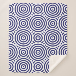 Blauw en wit stijlvol geometrisch cirkelpatroon sherpa deken