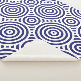 Blauw en wit stijlvol geometrisch cirkelpatroon sherpa deken