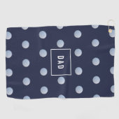 Blauw en Wit Stippen Modern Monogram Golfhanddoek (Horizontaal)