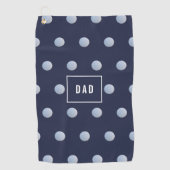 Blauw en Wit Stippen Modern Monogram Golfhanddoek (Voorkant)