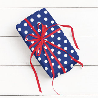 Blauw en wit stippenpatroon cadeaupapier