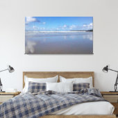 Blauw en wit strand canvas afdruk (Insitu (Slaapkamer))