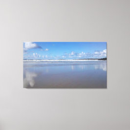 Blauw en wit strand canvas afdruk