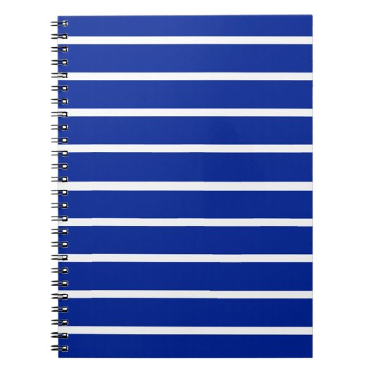 Blauw en wit streepjesontwerp notitieboek (Voorkant)