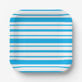 Blauw en wit streeppatroon papieren bordje