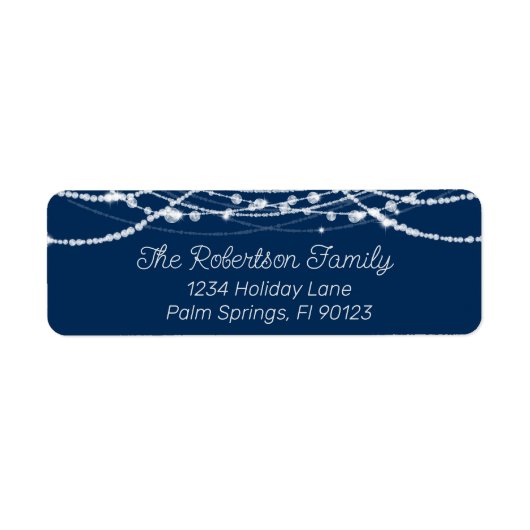 Blauw en Wit String Lights Retouradres Etiket (Voorkant)
