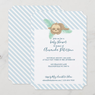 Blauw en wit Stripe Baby Baby shower Kaart