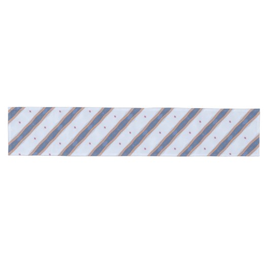 Blauw en wit Striped design Medium Tafelloper (Horizontaal)