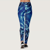 Blauw en wit stropdas kleurstof cirkel patroon leggings (Achterkant)