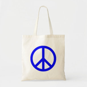 Blauw en wit symbool voor vrede tote bag