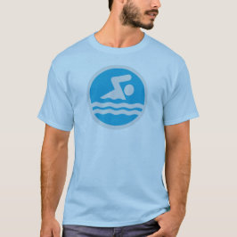 Blauw en wit T-shirt voor zwemmers of touringcars