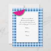 Blauw en wit tafelkleed en watermeloen kaart (Voorkant)