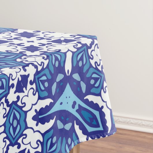 Blauw en wit tafelkleed huisdecoratie (Voorbeeld)